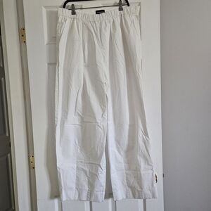 Emporio Armani Crisp White Size 48 Womens Straight Leg Pants Stretchy Waistband